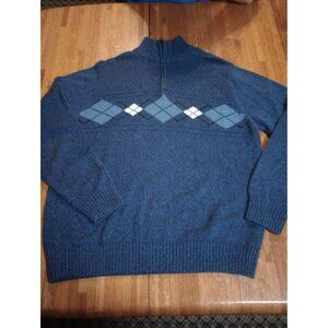Geoffrey Beene vtg Blue diamond quarter zip knit sweater men's size large